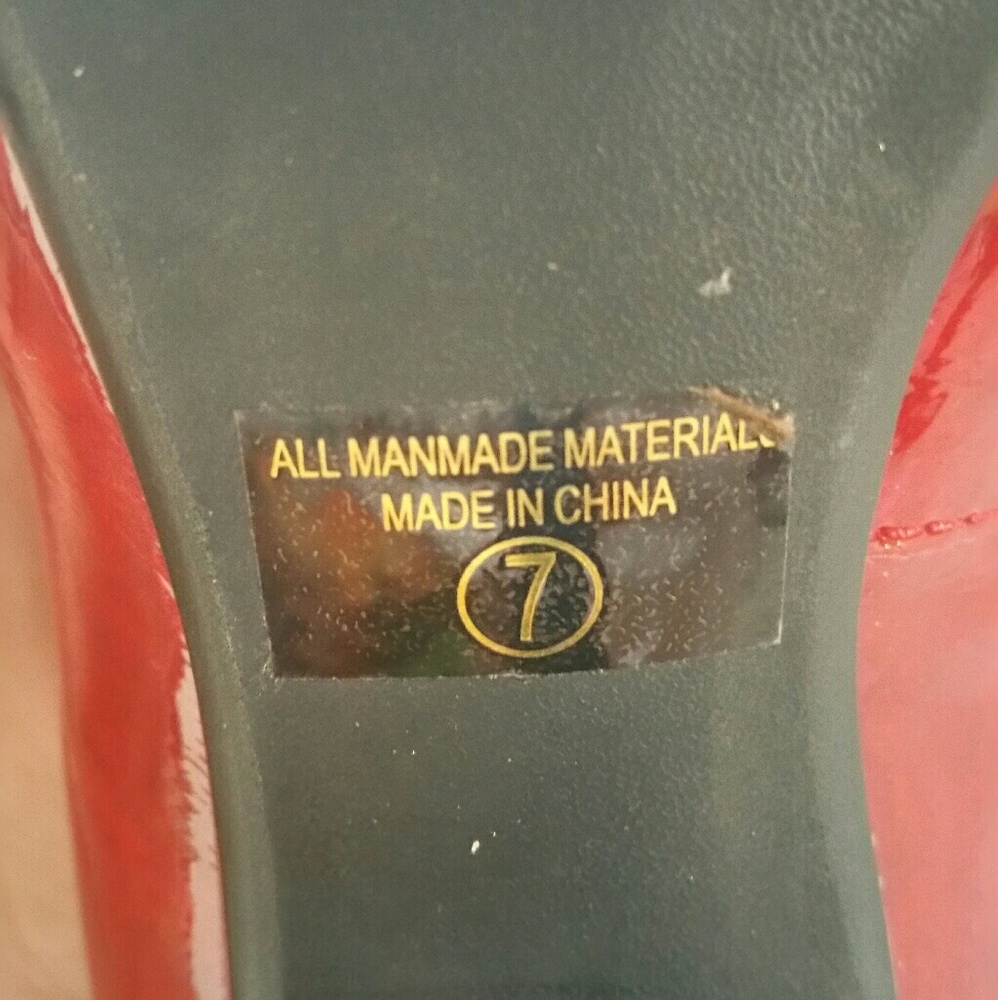Red Open Toe Pumps - Picture 5 of 7